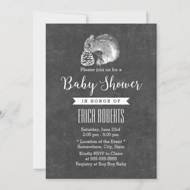 Invitación Baby Shower de croqueta de maíz para ardilla fores (Anverso)