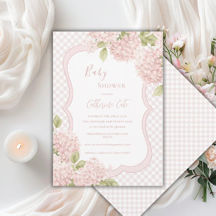 Invitación Baby Shower de Cuadro de Hortensias Rosadas Elegan