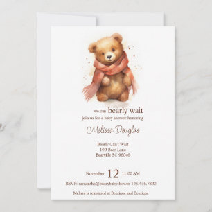 Invitación Baby Shower de Cuadros de Agua Cubierta Bearly Wai
