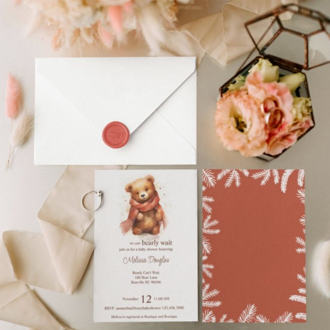 Invitación Baby Shower de Cuadros de Agua Cubierta Bearly Wai (Subido por el creador)