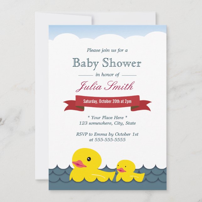 Invitación Baby Shower de Cubber Ducks (Anverso)