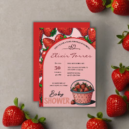 Invitación Baby Shower de cubo rosa dulce de fresa