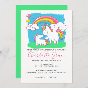 Invitación Baby Shower de Cubow Rainbow Unicorn