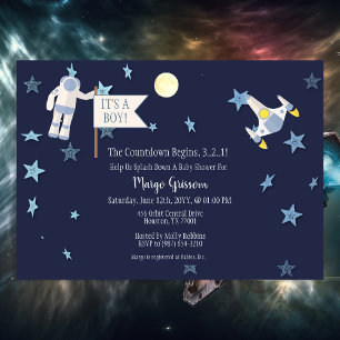 Invitación Baby Shower de cuenta de bebé espacial