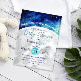 Invitación Baby Shower de cuenta regresiva de espacio de Luna