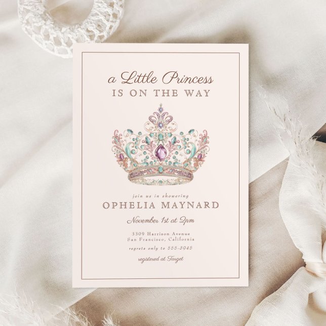 Invitación Baby Shower de cuento de hadas de princesa de oro  (Subido por el creador)