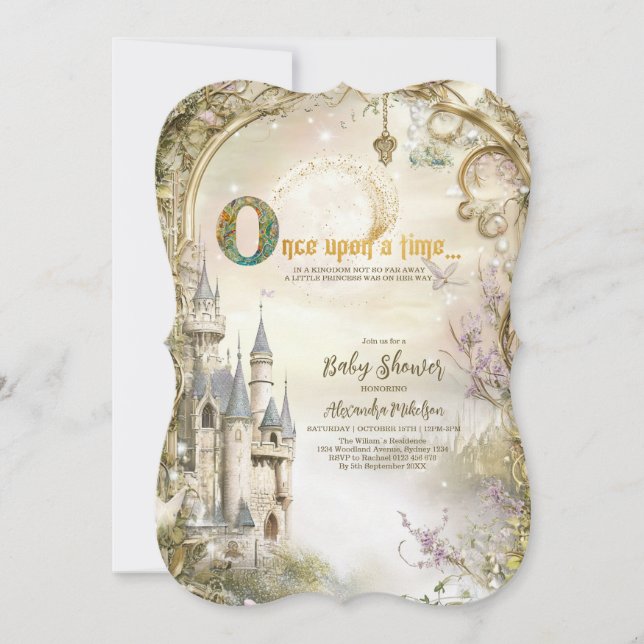 Invitación Baby Shower de Cuento de Hadas Encantado (Anverso)