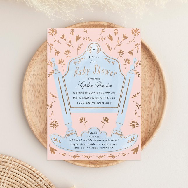 Invitación Baby Shower de cuna rosa y azul (Subido por el creador)