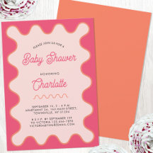 Baby Shower de curva rosa ondulada retro