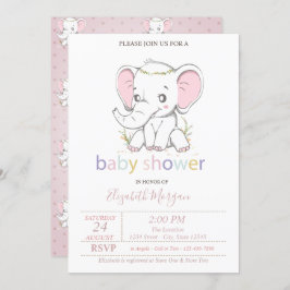 Invitación Baby Shower de Cute Baby Elephant Balloons