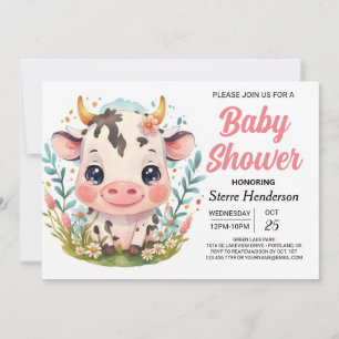Invitación Baby Shower de Cute Barn Cow Imprimible