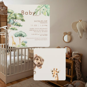Invitación Baby Shower de Cute Jungle CreamRounding
