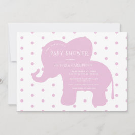 Invitación Baby Shower de Cute Pink Elephant Polkadots