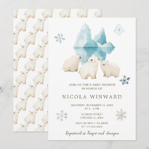 Invitación Baby Shower de Cute Winter Polar Bears