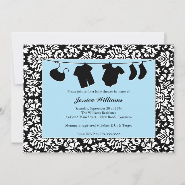 Invitación Baby Shower de Damasco (Anverso)