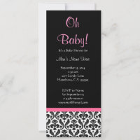 Baby Shower de Damasco negro de plumas rosadas