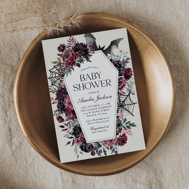 Invitación Baby Shower de Dark Floral Coffin Halloween (Subido por el creador)
