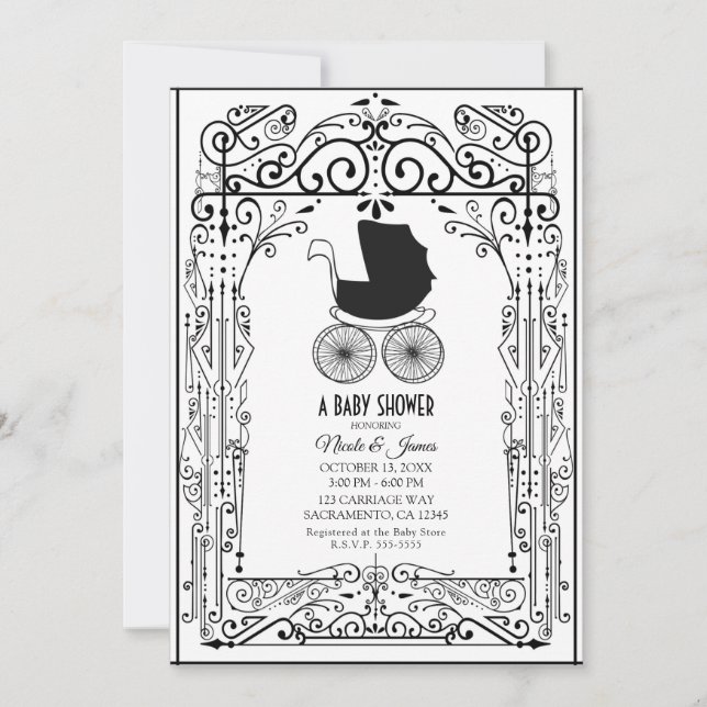 Invitación Baby Shower de decodificador de portaequipajes de  (Anverso)