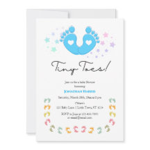 Invitación Baby Shower de dedos pequeños y azules