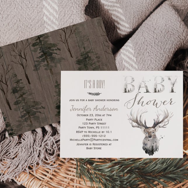 Invitación Baby Shower de Deer Boy Animales de Woodland Fores (Subido por el creador)