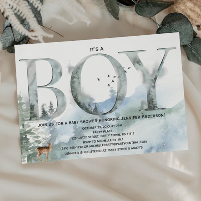 Invitación Baby Shower de Deer Boy Country Woodland Bosques M (Subido por el creador)