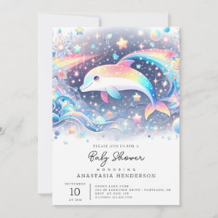 Invitación Baby Shower de delfines pequeños encantados