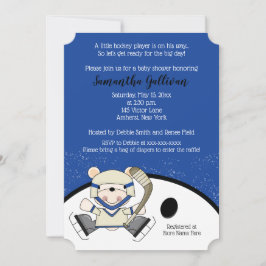 Invitación Baby Shower de deportes de hockey sobre oso polar