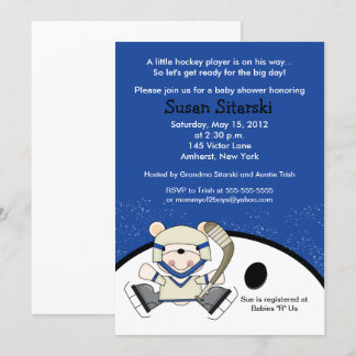 Invitación Baby Shower de deportes de hockey sobre oso polar