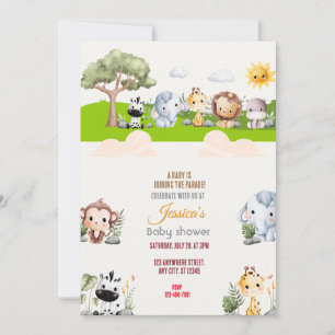 Invitación Baby Shower de desfile de animales