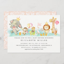 Invitación Baby Shower de desfile de animales para bebés dulc