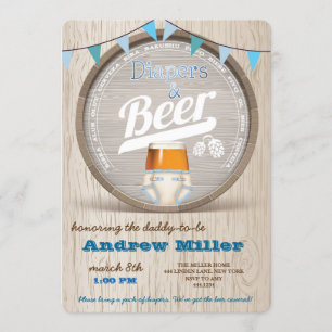 Invitación Baby Shower de Diapers and Beer Boy