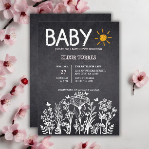Invitación Baby Shower de dibujo de la primavera del bebé en