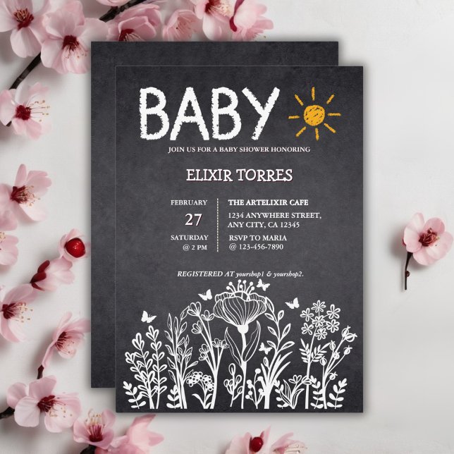 Invitación Baby Shower de dibujo de la primavera del bebé en  (Subido por el creador)