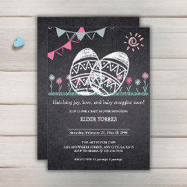 Invitación Baby Shower de dibujo de tablero de ajedrez de Pas
