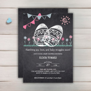 Invitación Baby Shower de dibujo de tablero de ajedrez de Pas