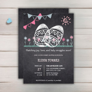 Invitación Baby Shower de dibujo de tablero de ajedrez de Pas