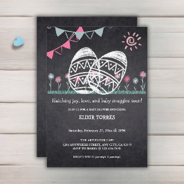 Invitación Baby Shower de dibujo de tablero de ajedrez de Pas