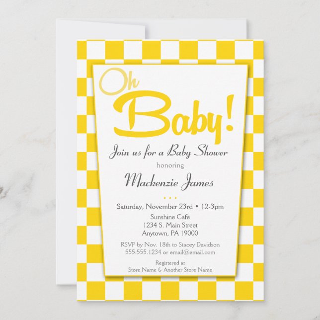 Invitación Baby Shower de diner de los años 50 con (Anverso)