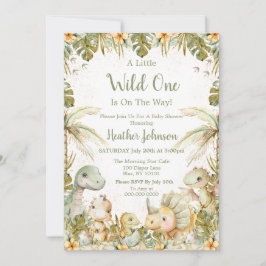 Invitación Baby Shower de Dinosaurio Neutral Boho