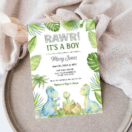 Invitación Baby Shower de Dinosaurio Rugiendo