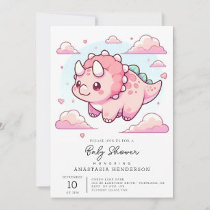 Invitación Baby Shower de dinosaurios encantados moderno