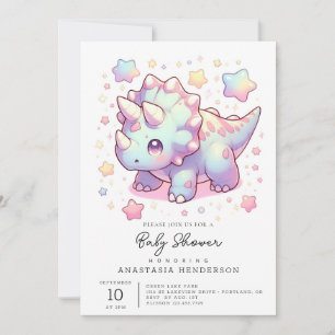 Invitación Baby Shower de dinosaurios simples y caprichosos