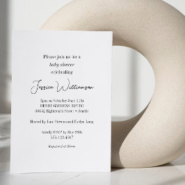 Invitación Baby Shower de diseño Minimalista blanco simple