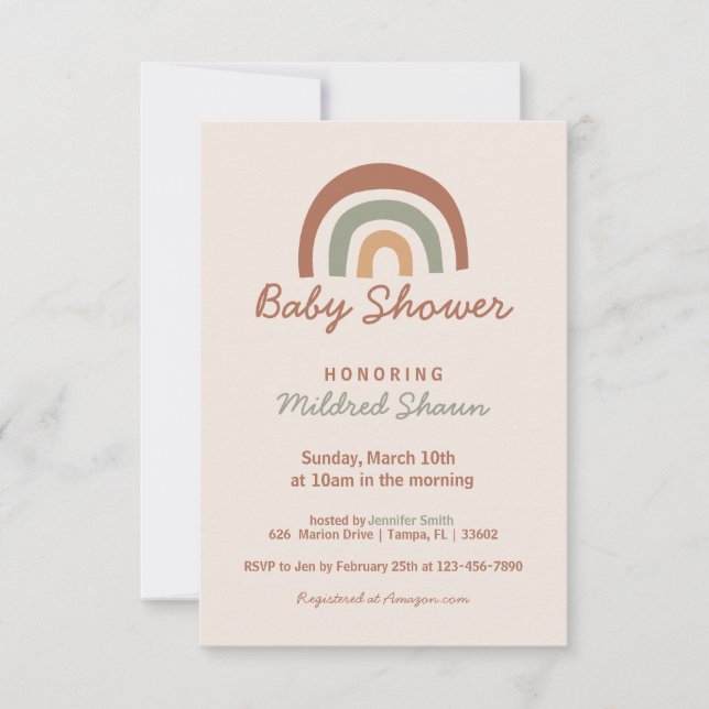Invitación Baby Shower de diseño Rainbow (Anverso)