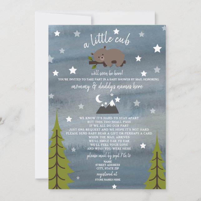 Invitación Baby Shower de distanciamiento social por correo (Anverso)