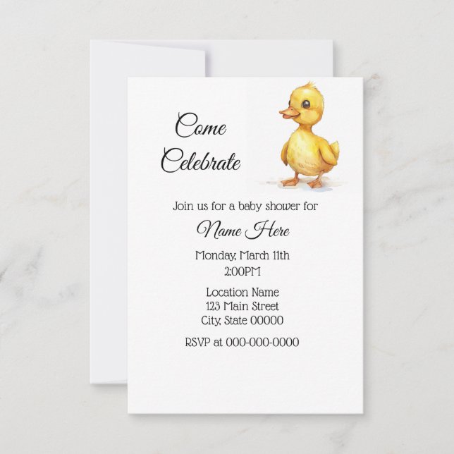 Invitación Baby Shower de doble acuarela simple (Anverso)