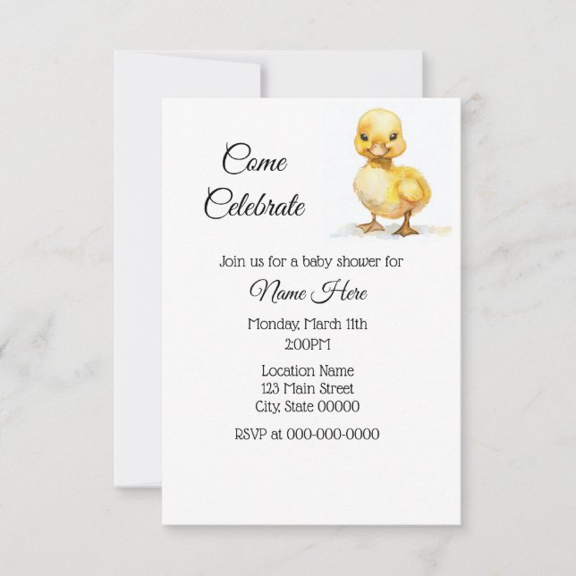 Invitación Baby Shower de doble acuarela simple (Anverso)