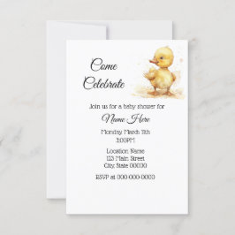 Invitación Baby Shower de doble acuarela simple
