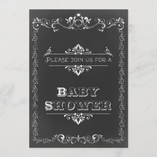 Invitación Baby Shower de doble cara de tablero pintado