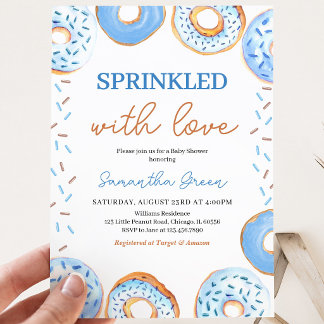 Invitación Baby Shower de donuts azules para el bebé